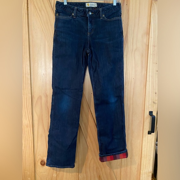 Carhartt Plaid Lined Women’s Jeans Like NEW - Picture 1 of 11